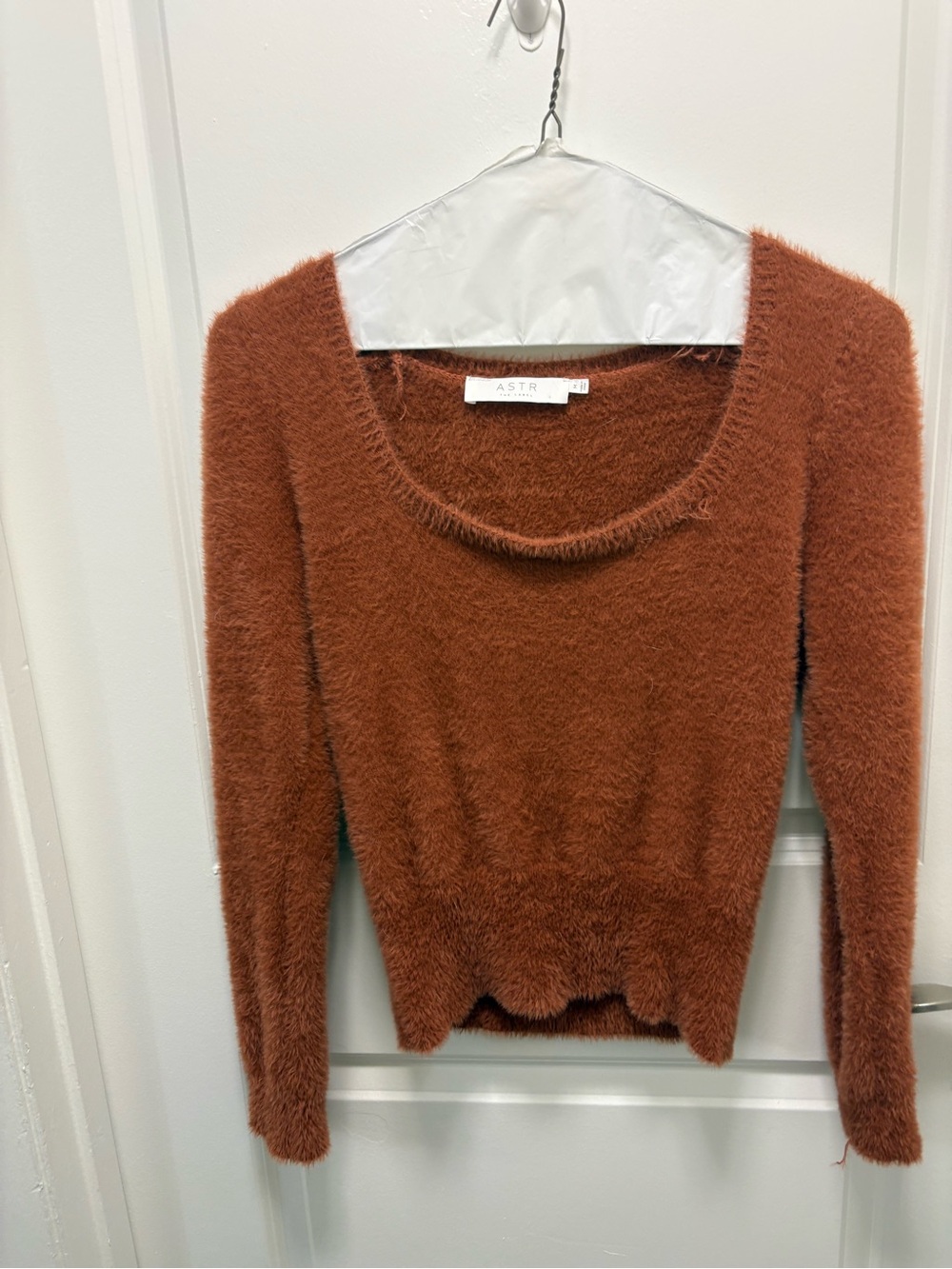 ASTR the Label Rust Brown Fuzzy Eyelash Knit Sweater – EUC